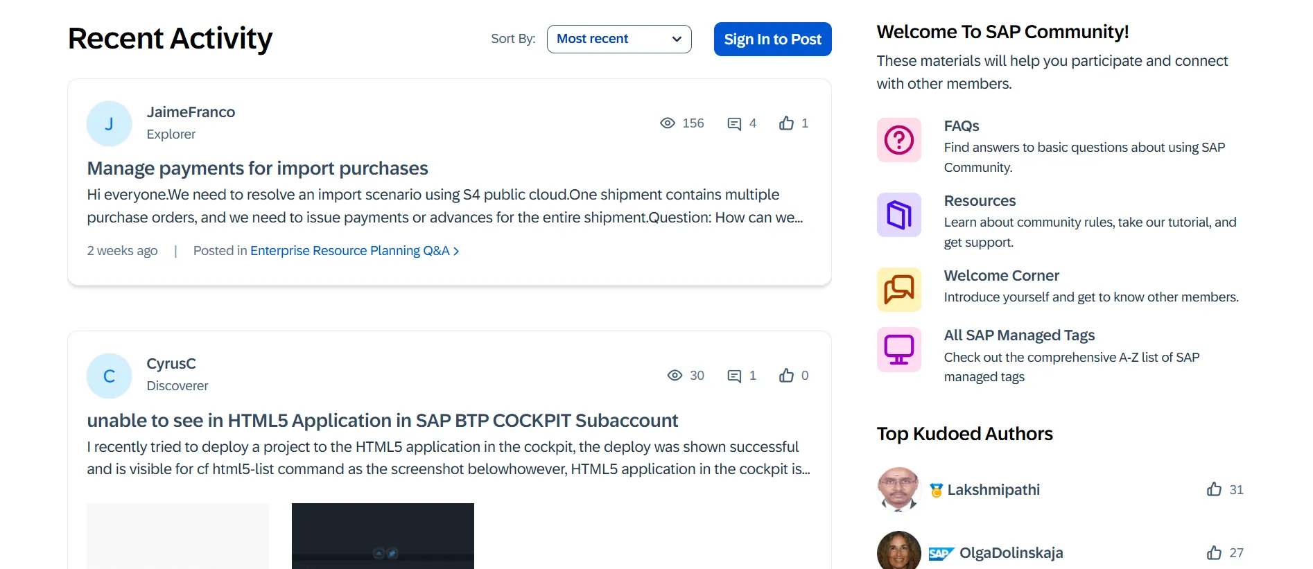 SAP Community forum