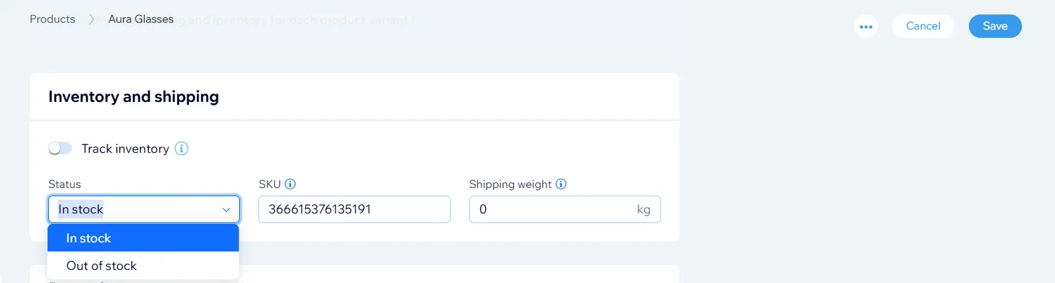 Option 1: Mark products with inventory status