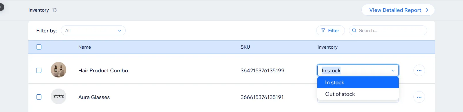 Step 3: Update inventory level for single product