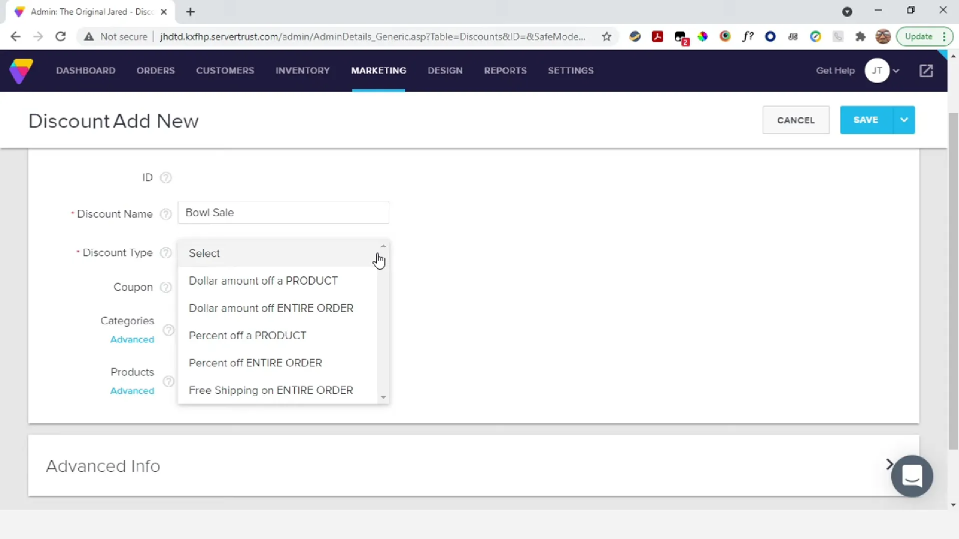 Setup discounts in Volusion