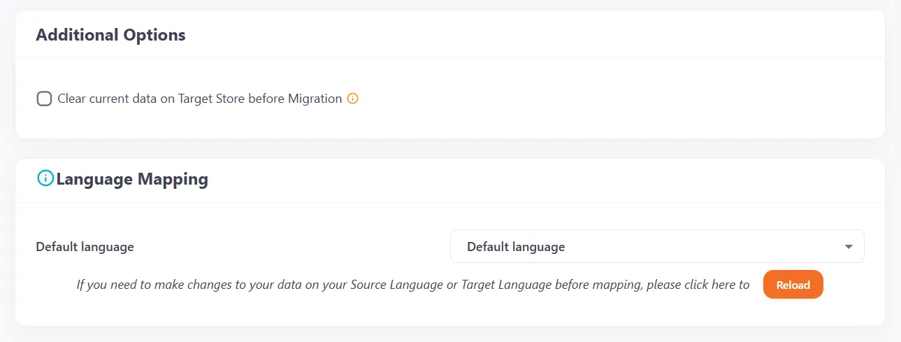 Choose Additional Options and map language