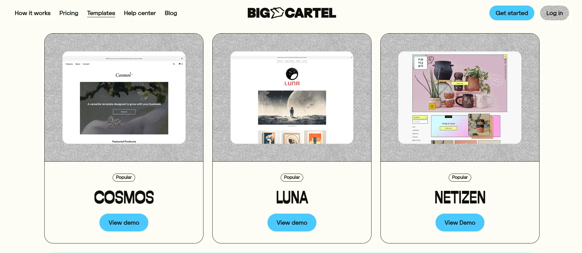 Big Cartel template store