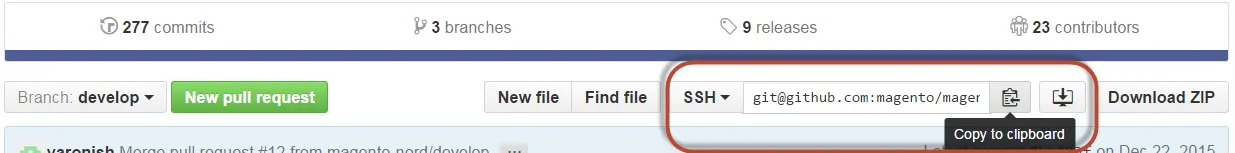 Clone Magento 2 sample data with SSH