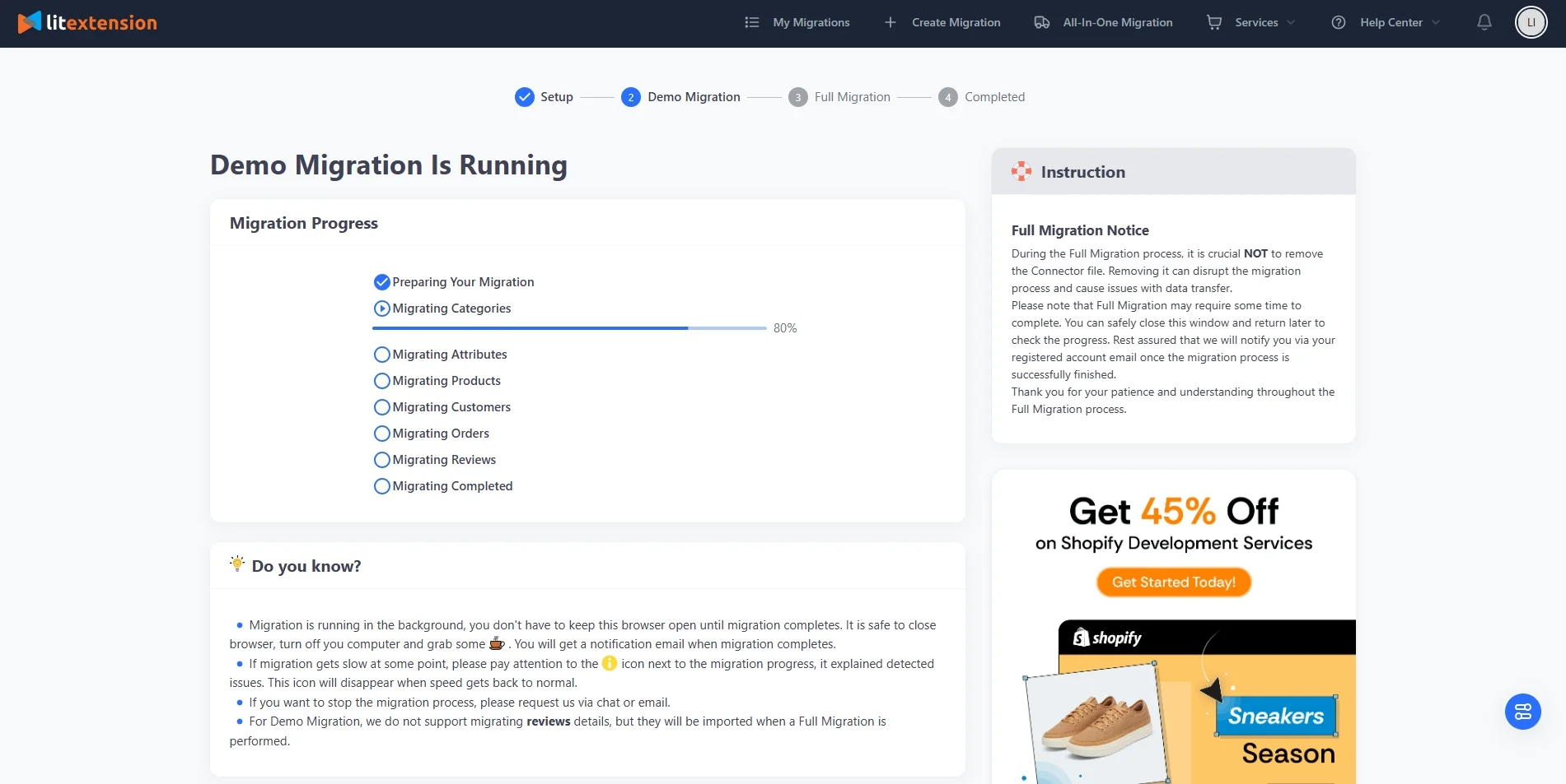 Demo Migration running