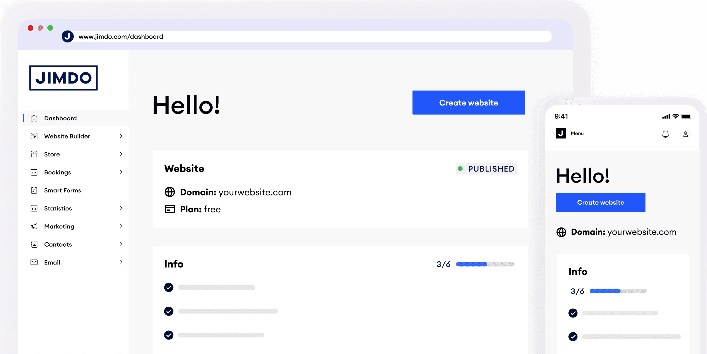 Jimdo dashboard