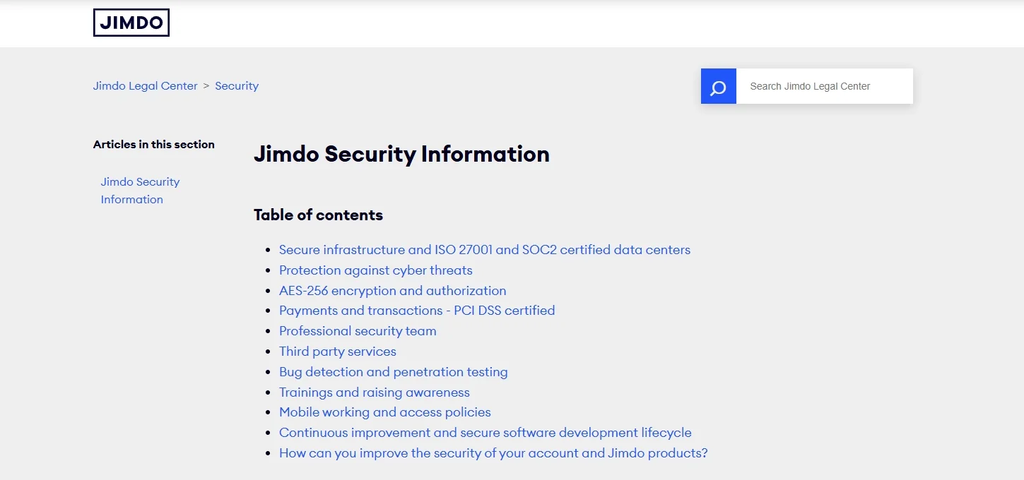 Jimdo security