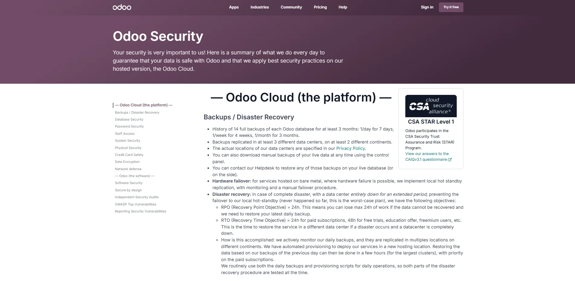 Odoo security