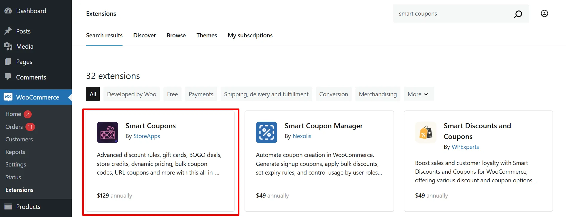 Step 1: Install Smart Coupons plugin