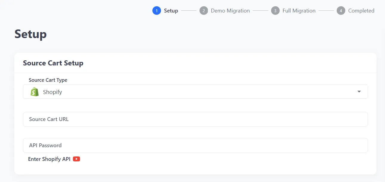 Step 1.2: Set up source cart