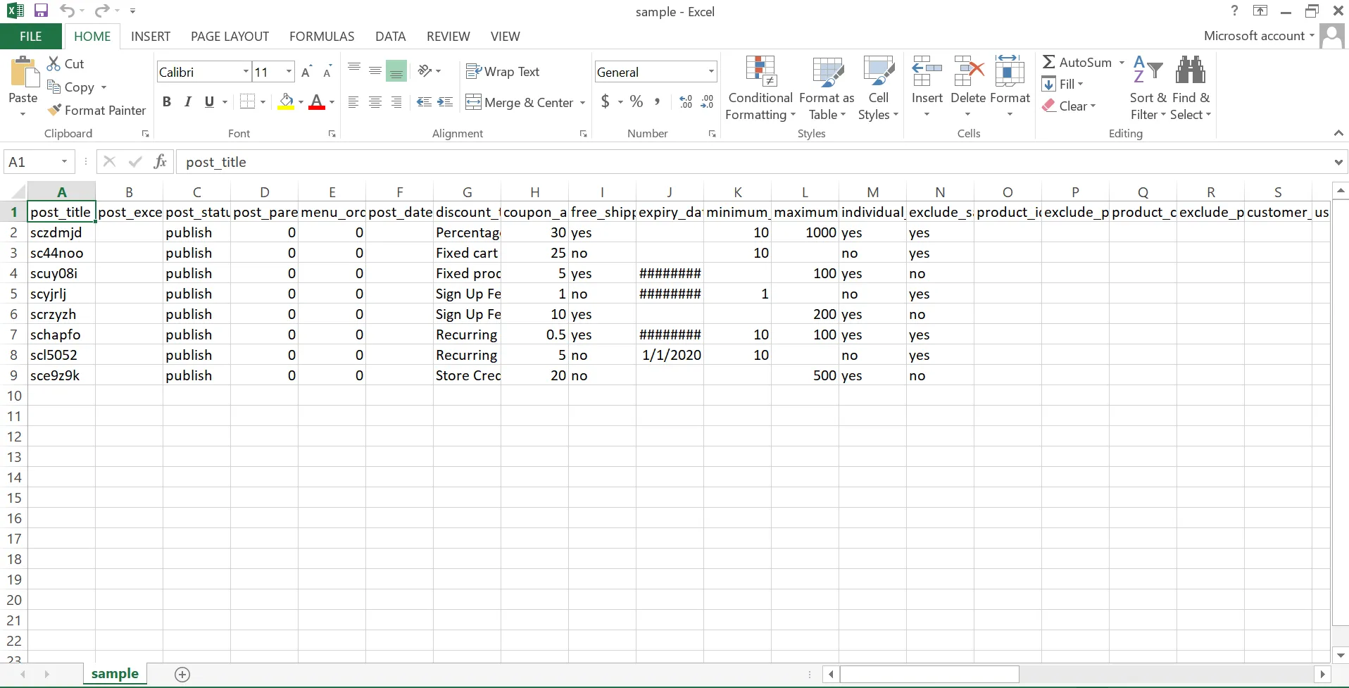 Step 2: Format the template CSV file