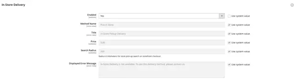 Configure in-store delivery method