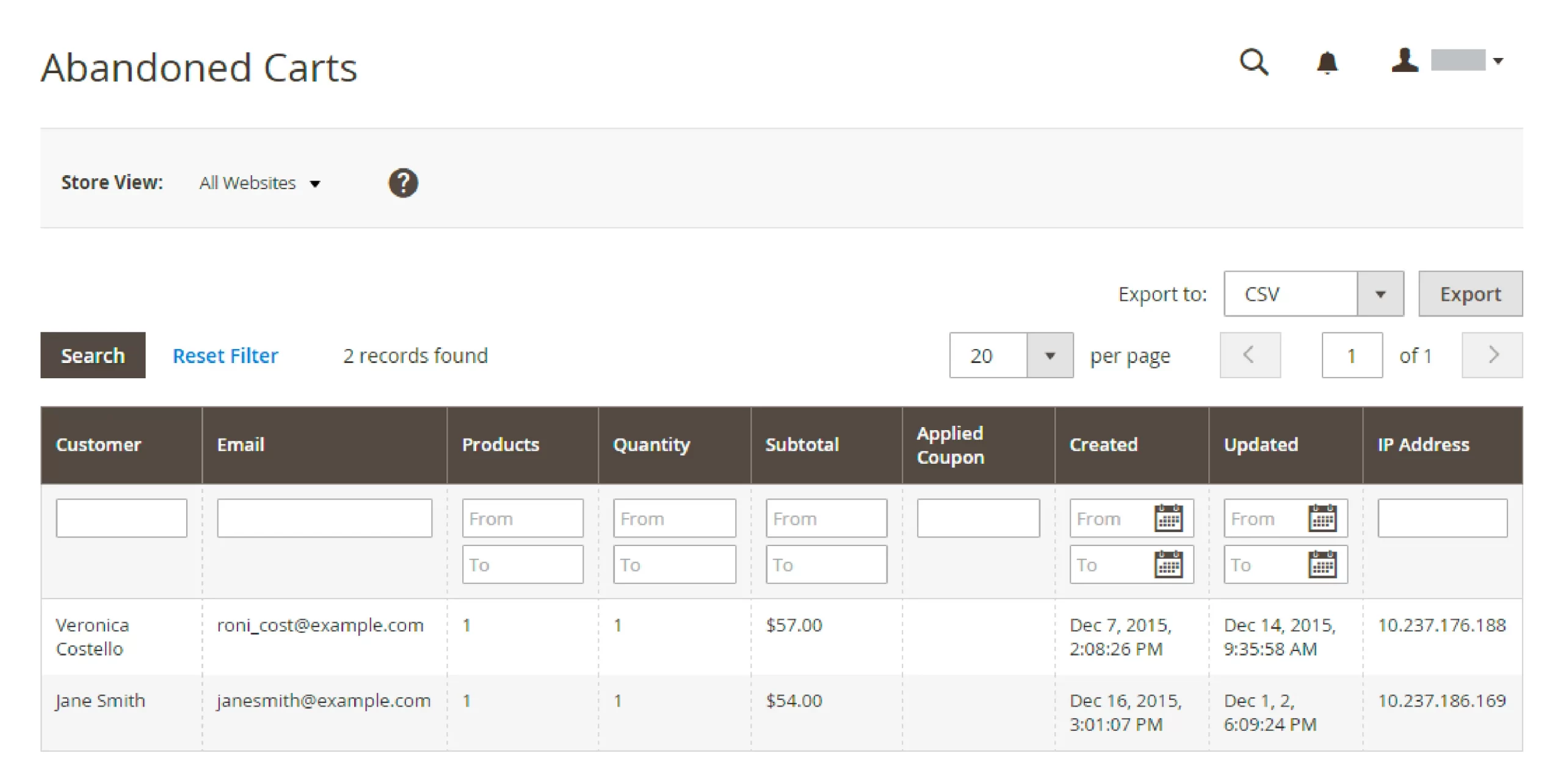 Magento reports