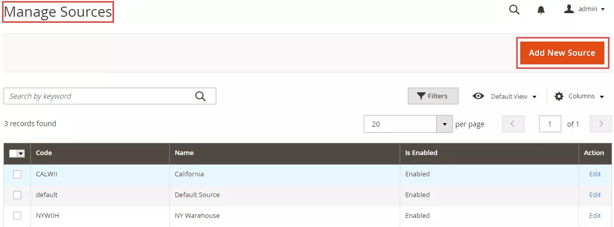 Add new source on Magento