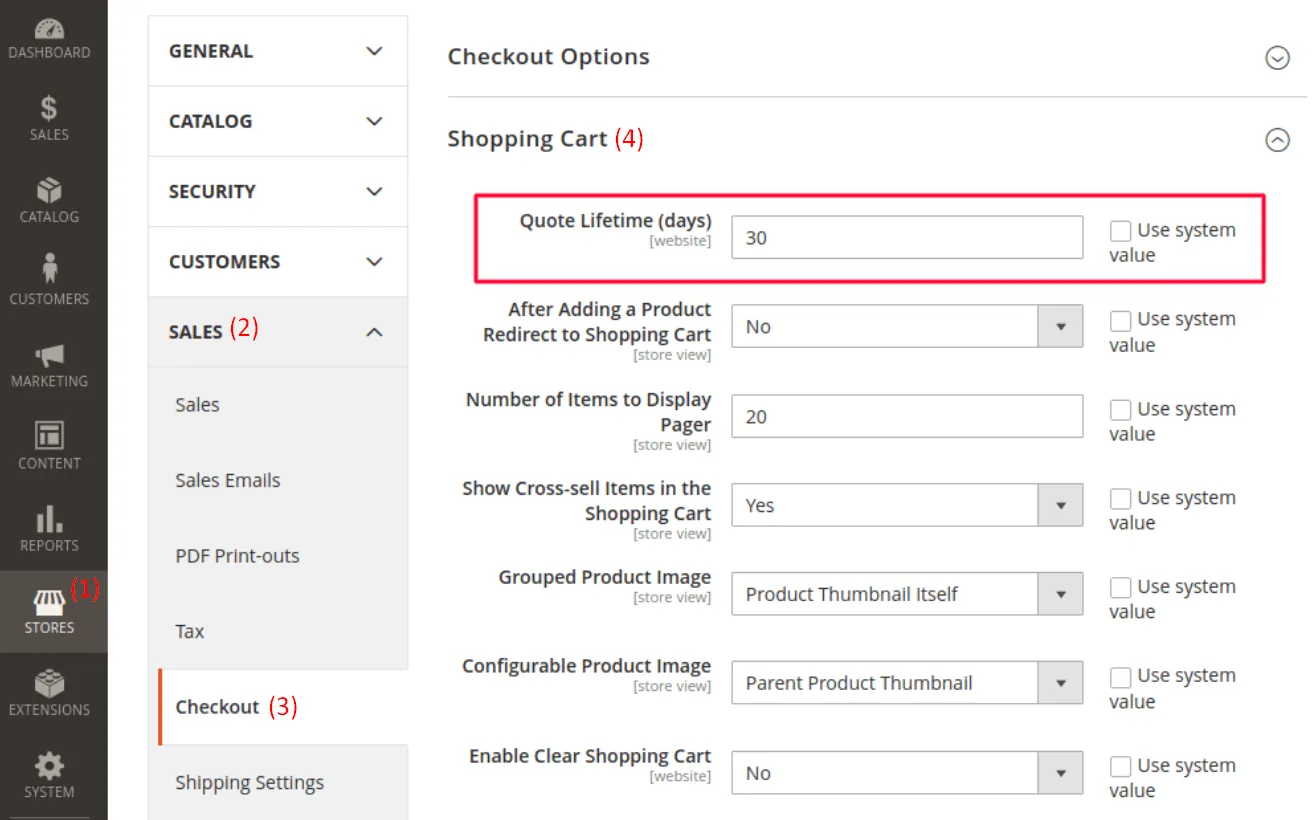 Magento quote lifetime settings