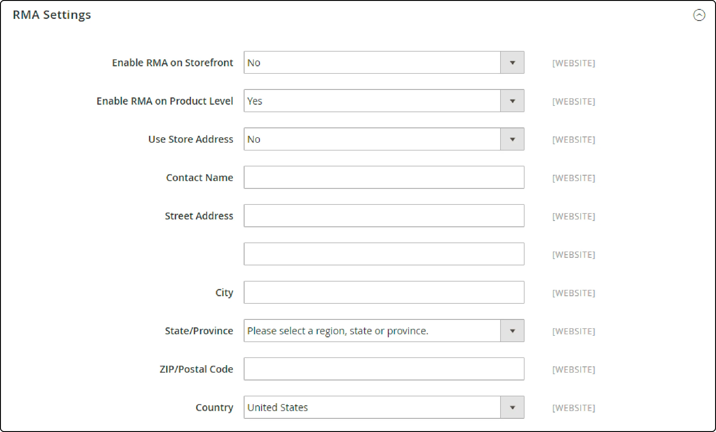 Magento RMA settings