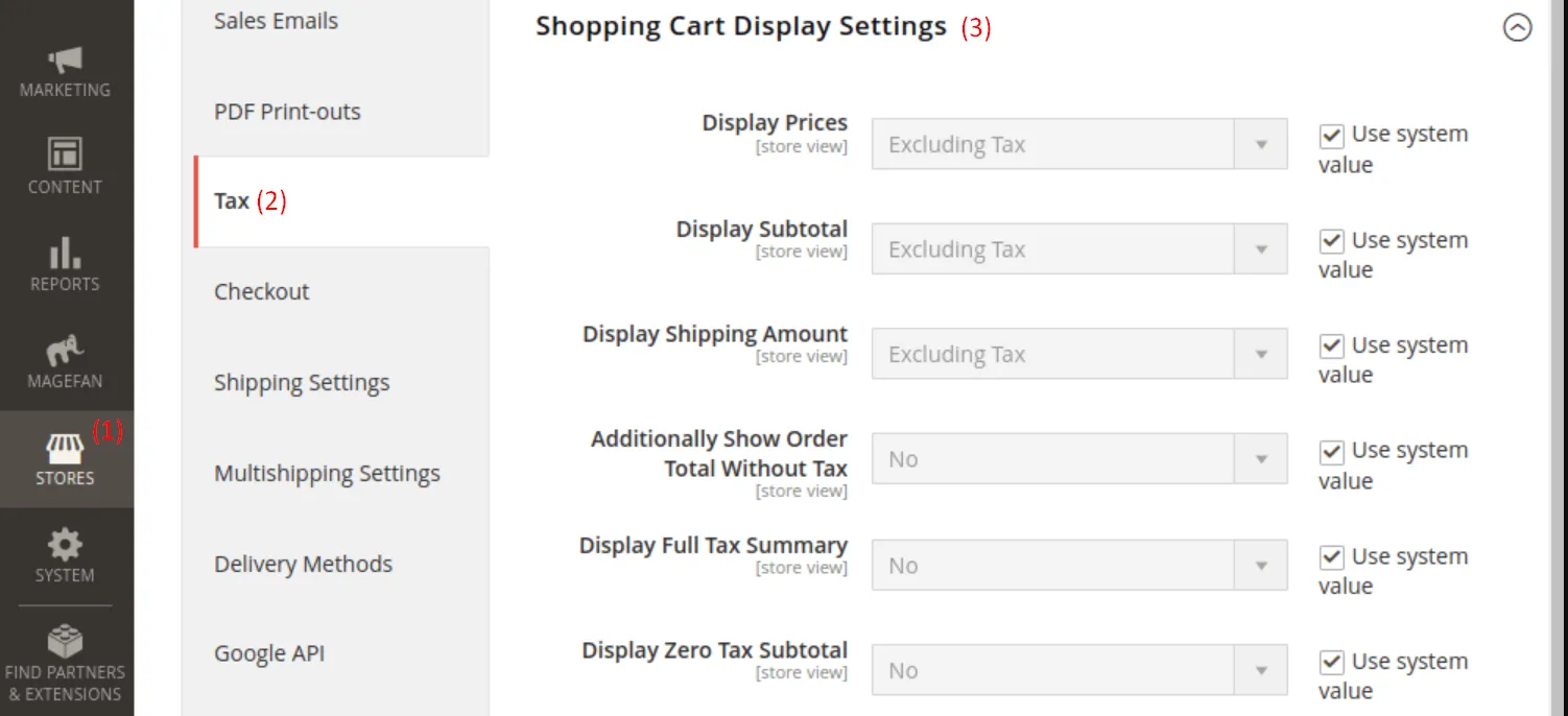 Magento tax settings