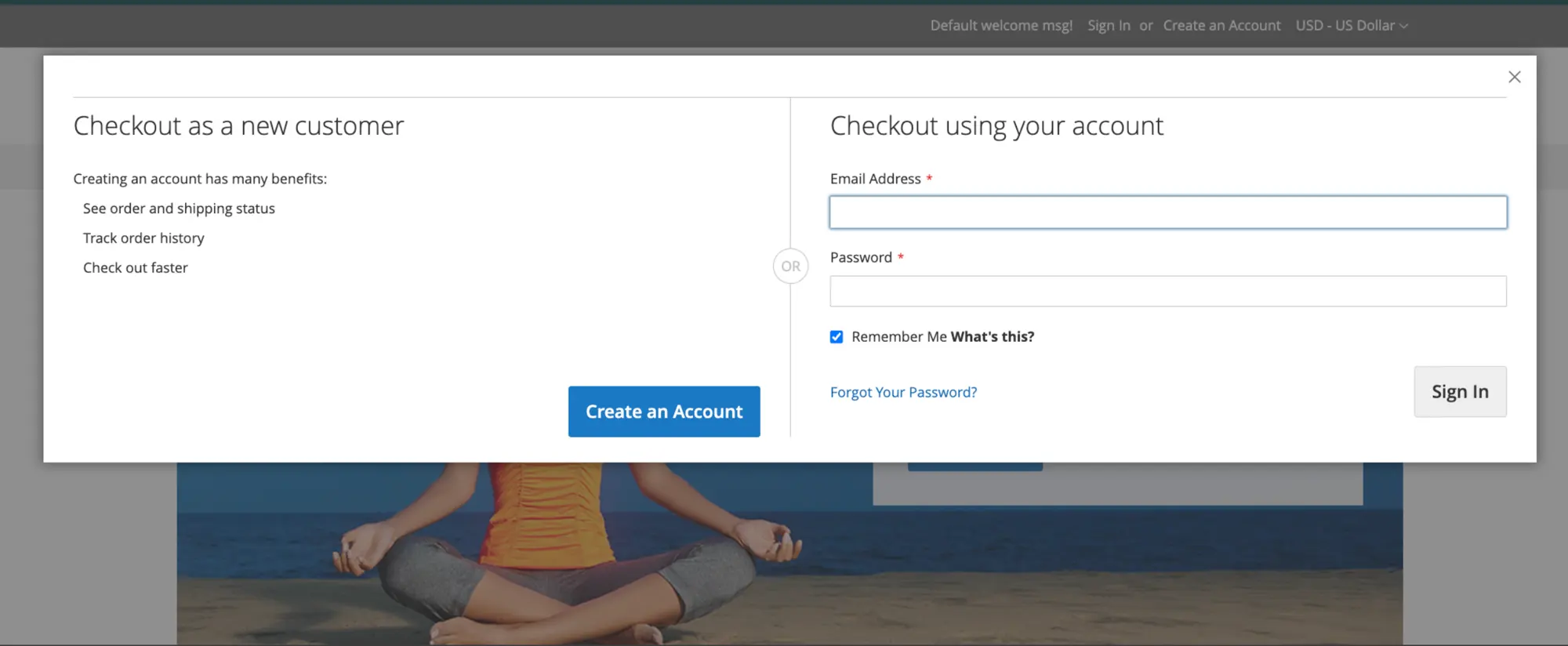 The Magento persistent shopping cart with "Remember me" option