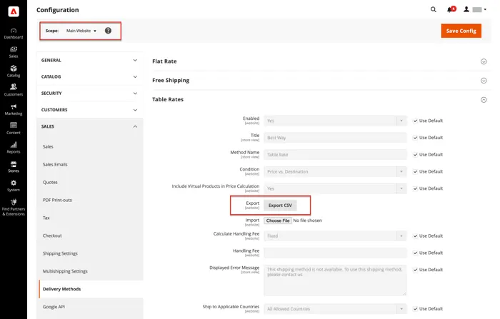 Prepare the table rate data file for Magento shipping