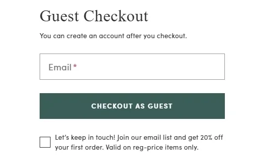 Providing guest checkout