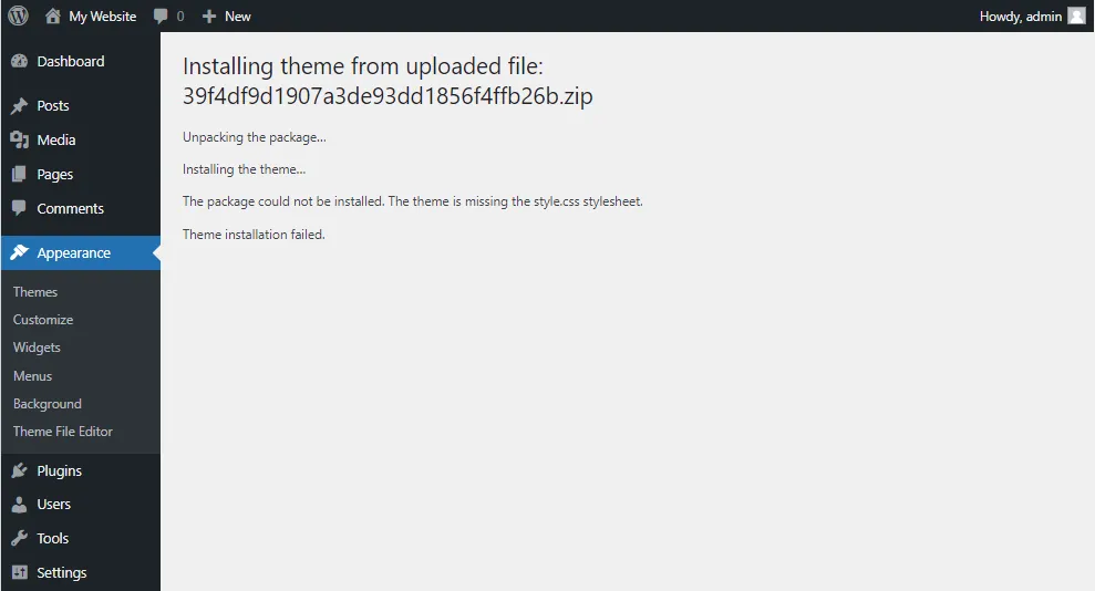 wordpress-theme-stylesheet-missing