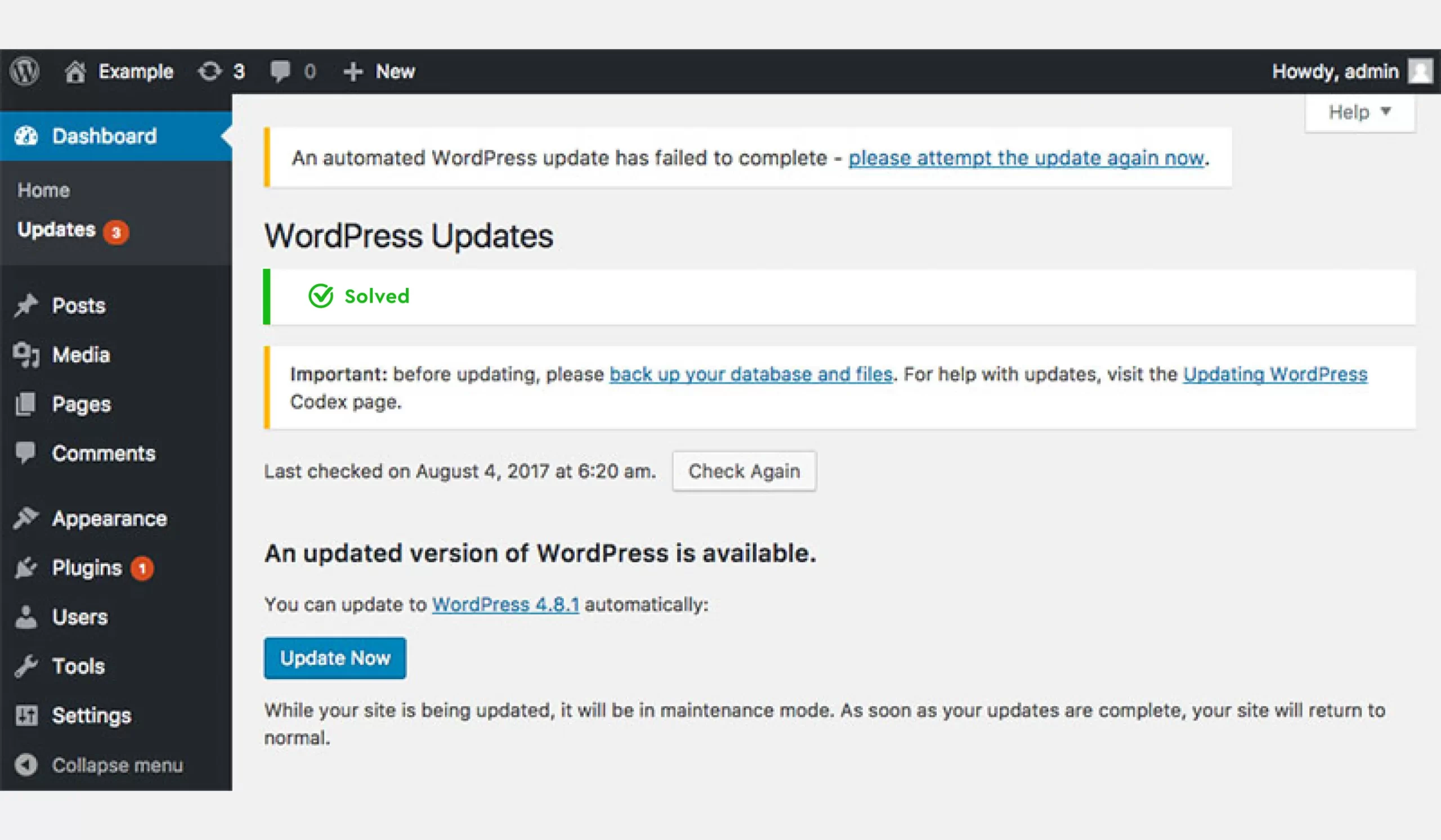 failed-auto-update-wordpress