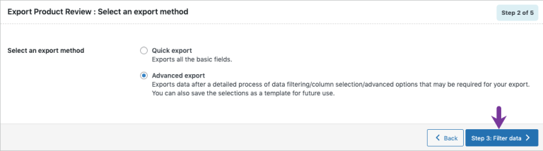 Step 2.3: Advanced export WooCommerce product reviews