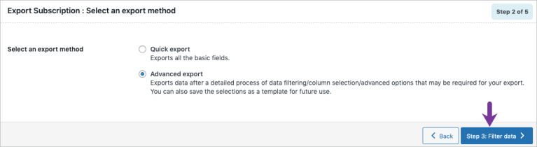 Option 3: Advanced export