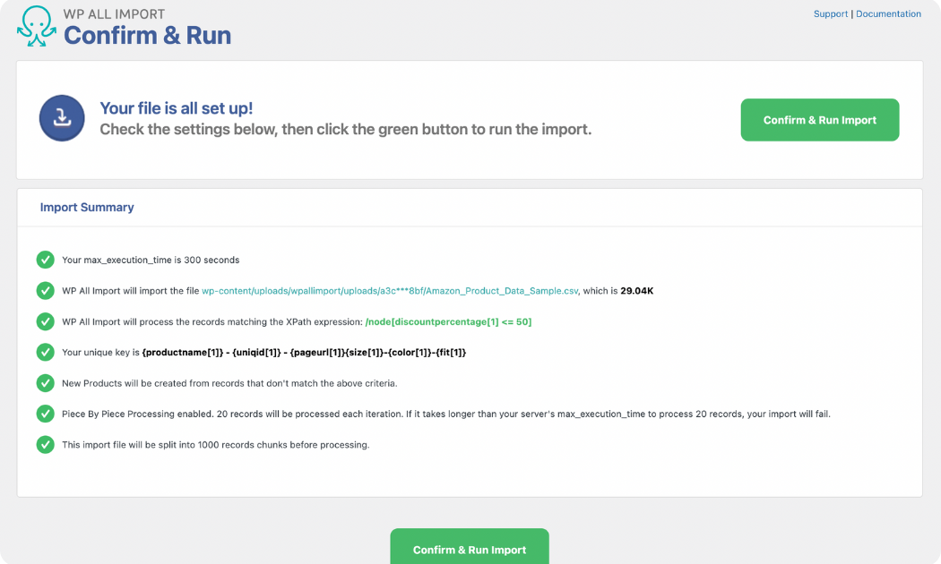 Confirm and run import Amazon products to WooCommerce