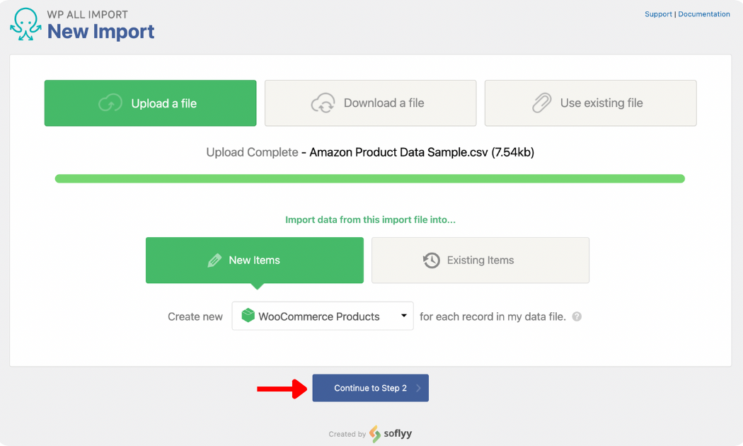 Step 2: Create a new import