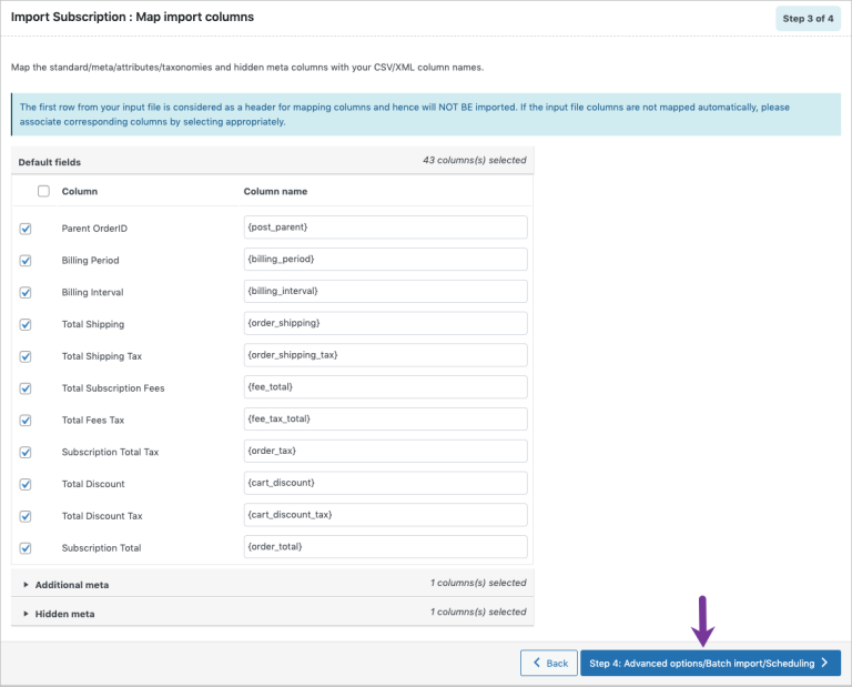 Step 3a: Map the data fields