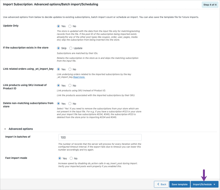 Step 5: Import WooCommerce subscriptions