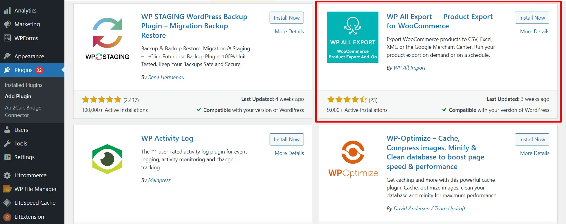 Install WP All Export plugin