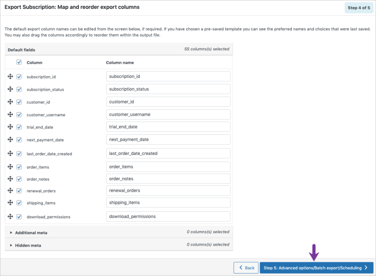Step 4: Map and reorder export columns