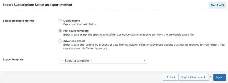 Option 2: Pre-saved template
