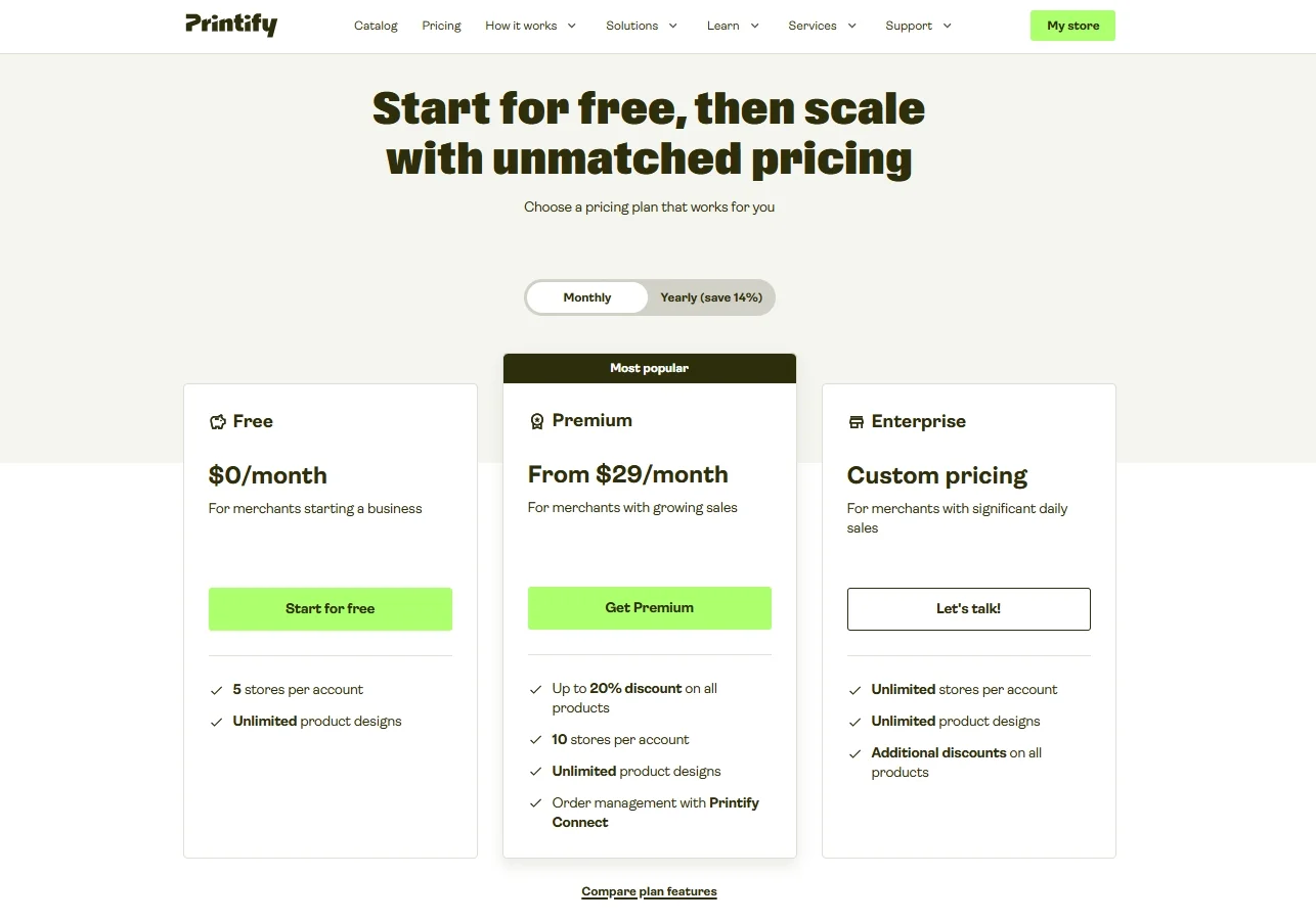 Printify pricing