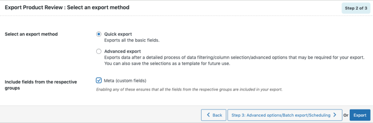 Step 2.1: Quick export WooCommerce product reviews