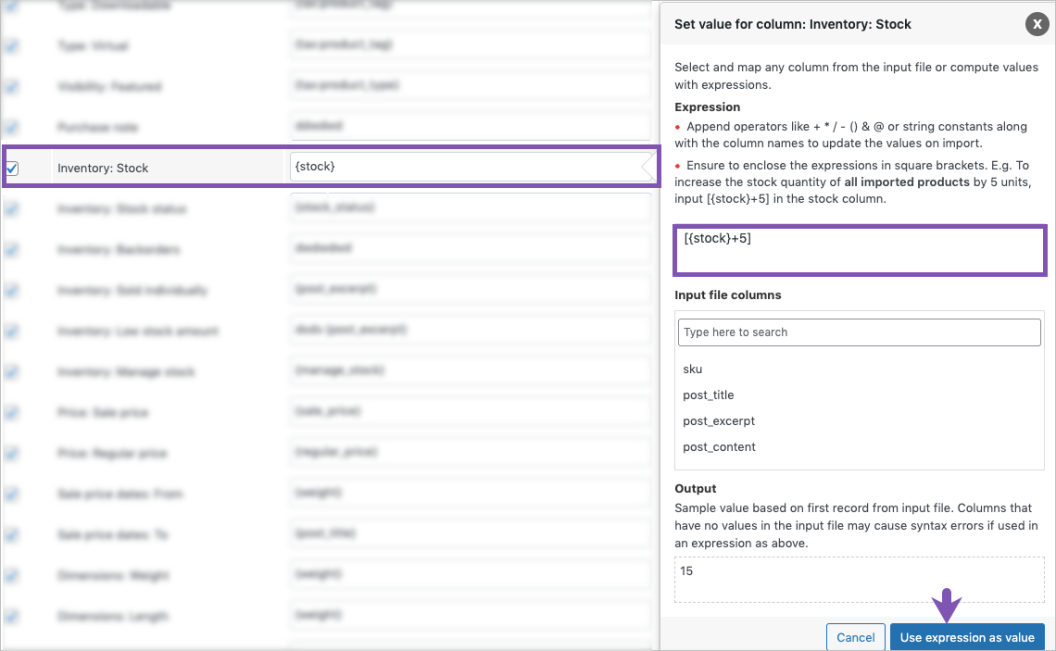 Step 4c: Match WooCommerce evaluate fields