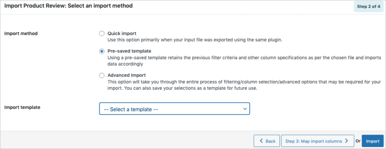 Method 2: Pre-saved template for import WooCommerce product reviews