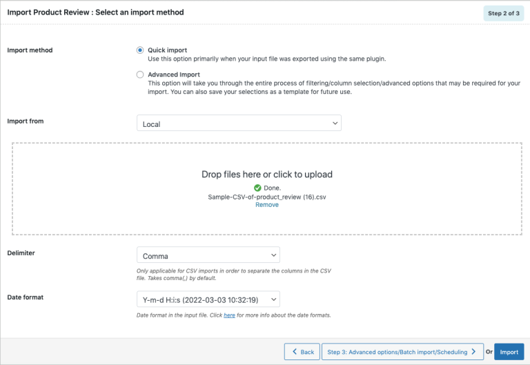WooCommerce quick import product reviews