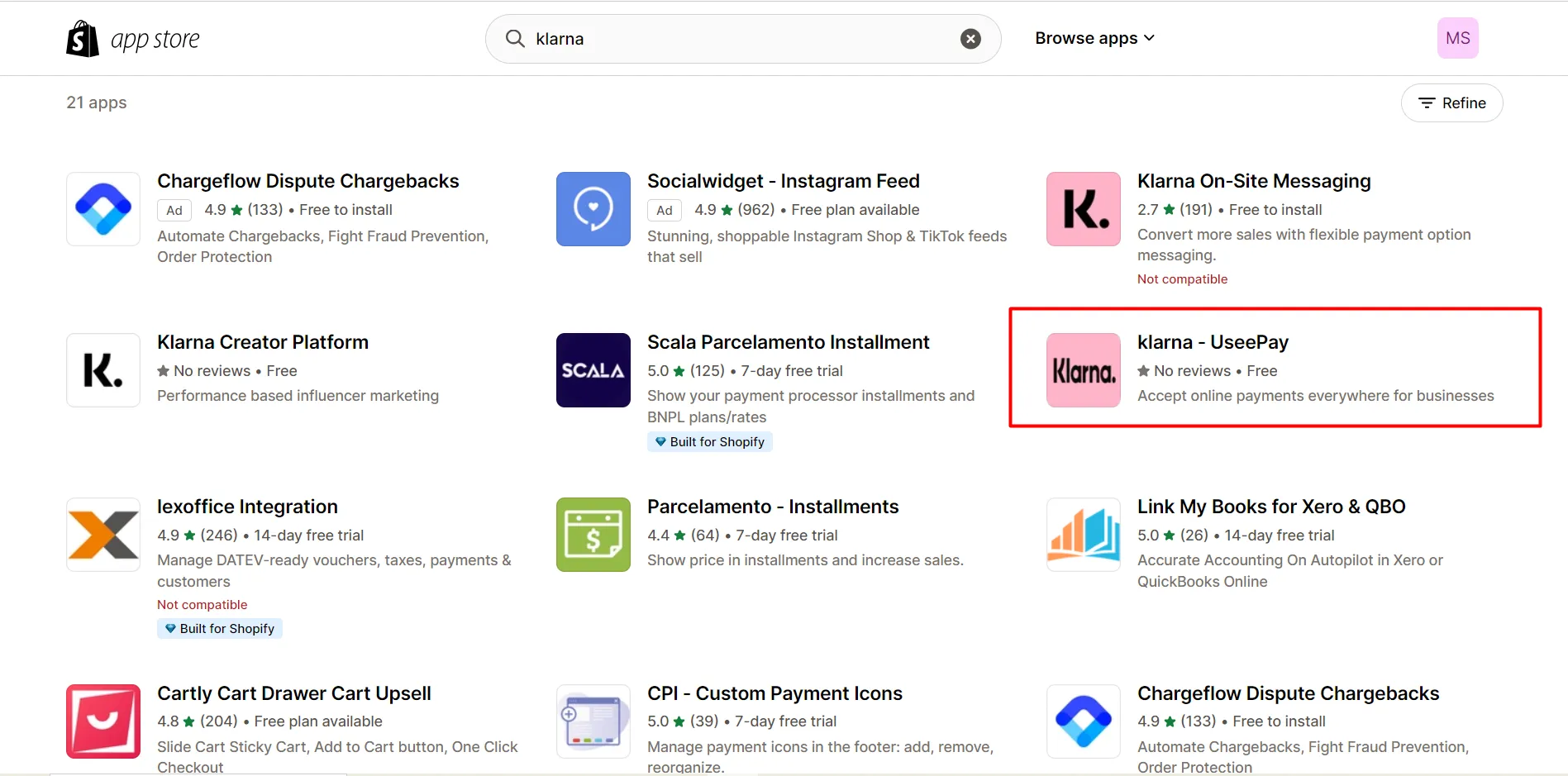 klarna-shopify-app-store