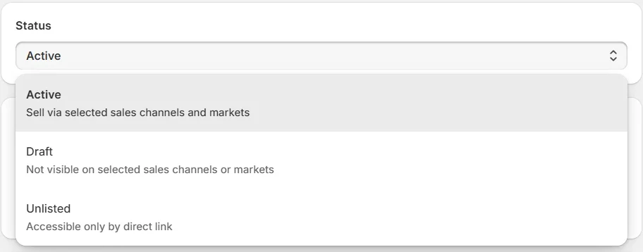 Active Shopify product status