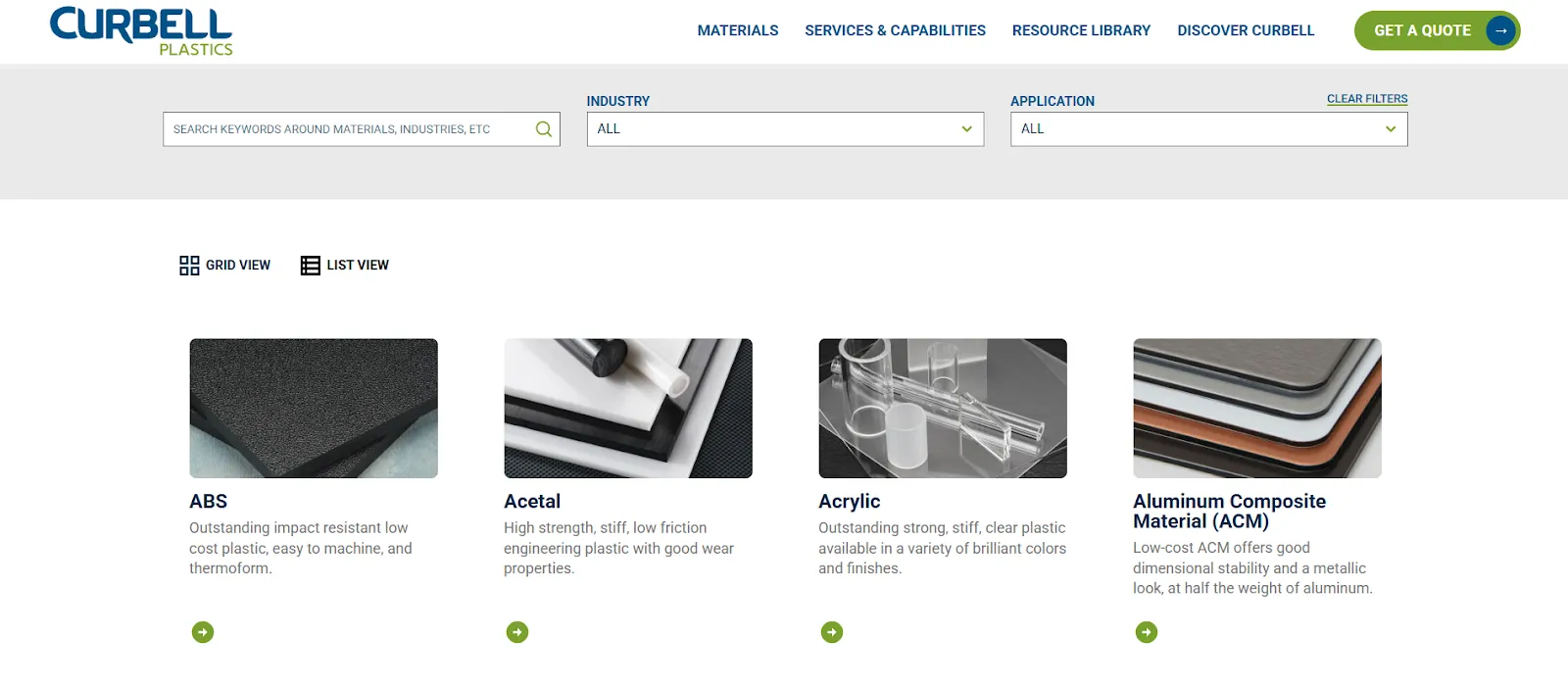 Curbell Plastics has one of the best B2B website