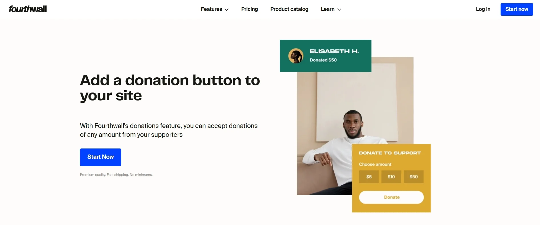 Fourthwall donations feature