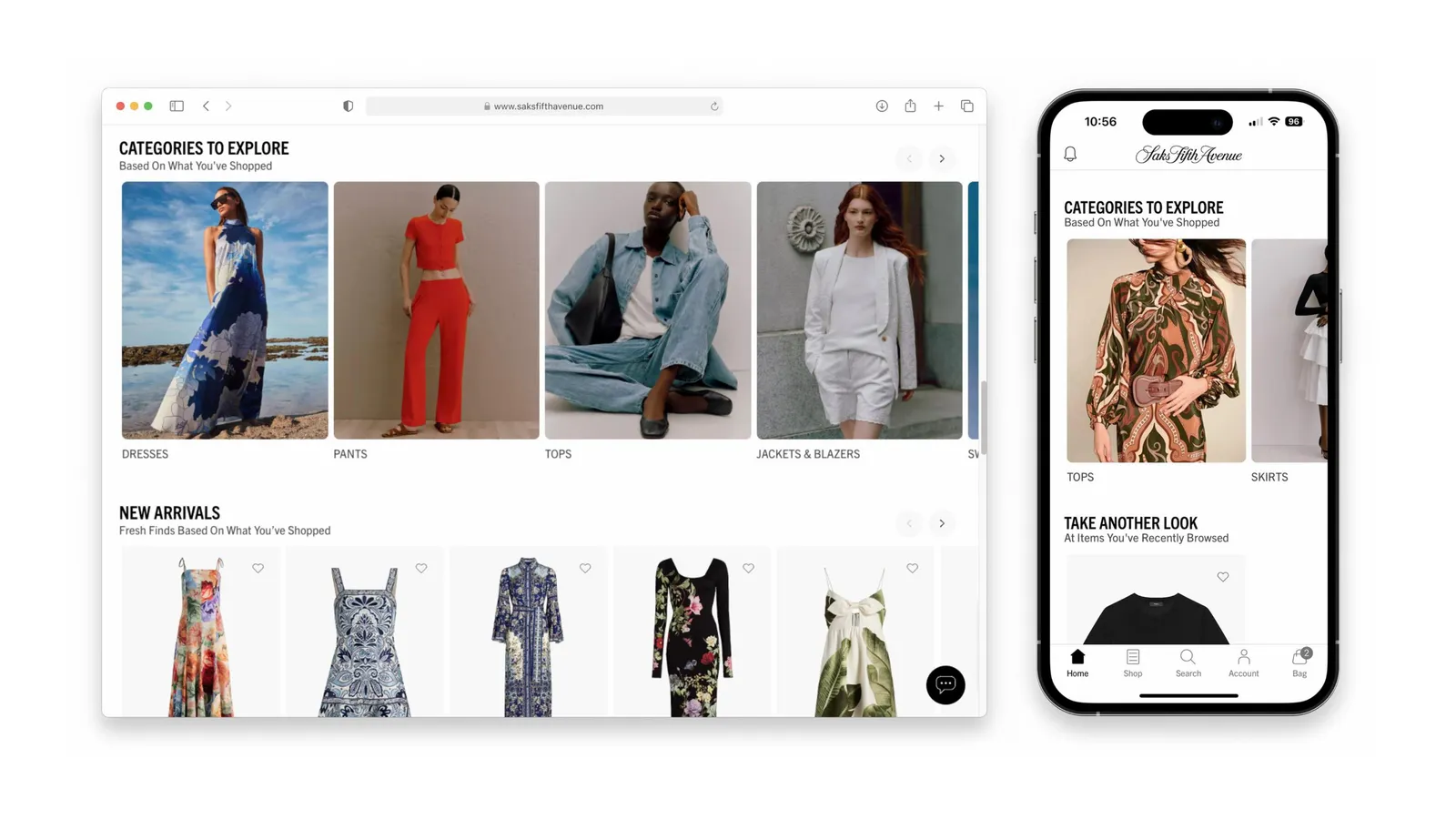 Saks Global personalized homepage