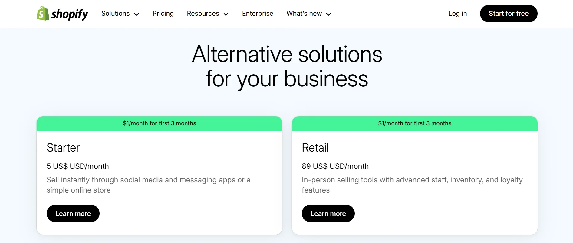 Shopify alternative solutions