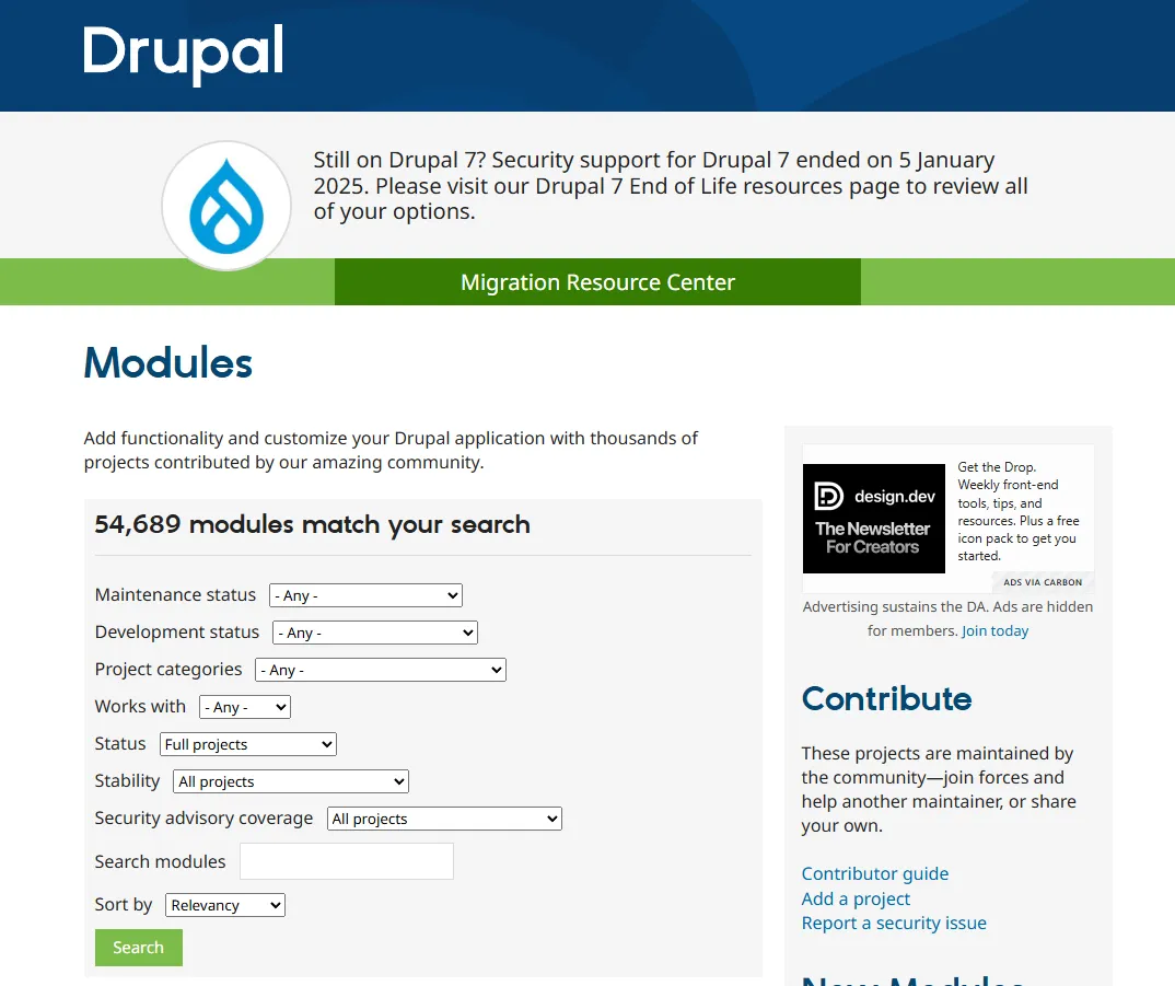 Drupal modules store