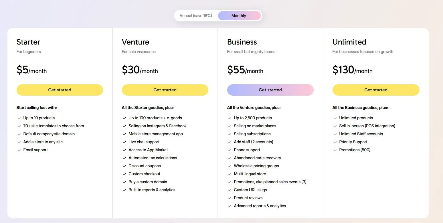 Ecwid pricing plans