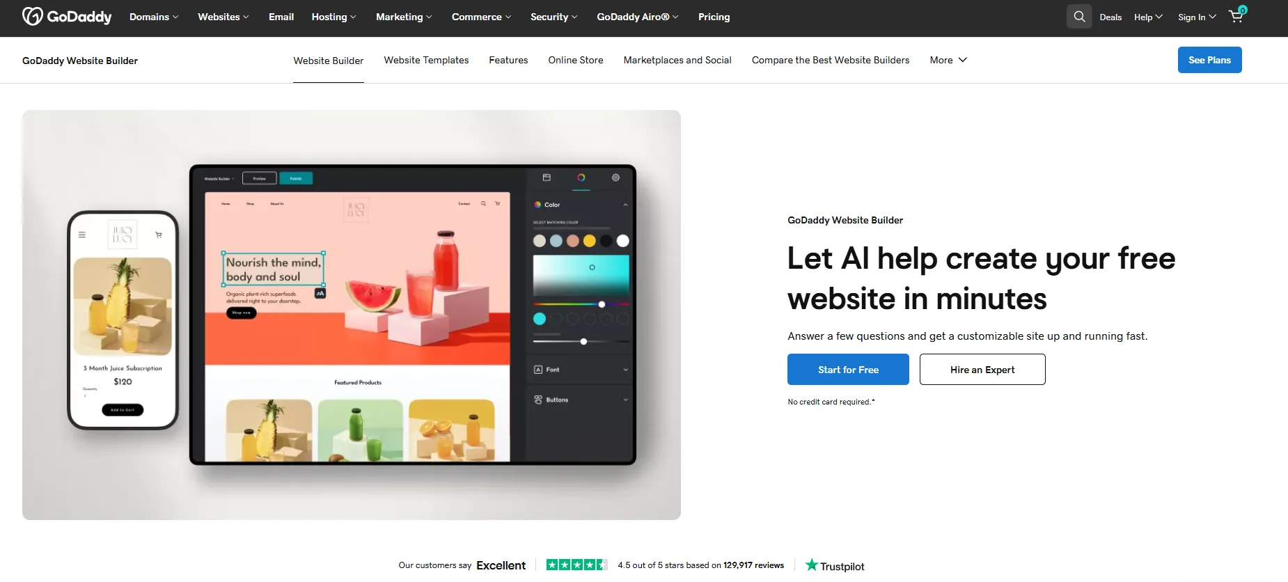 GoDaddy website builder