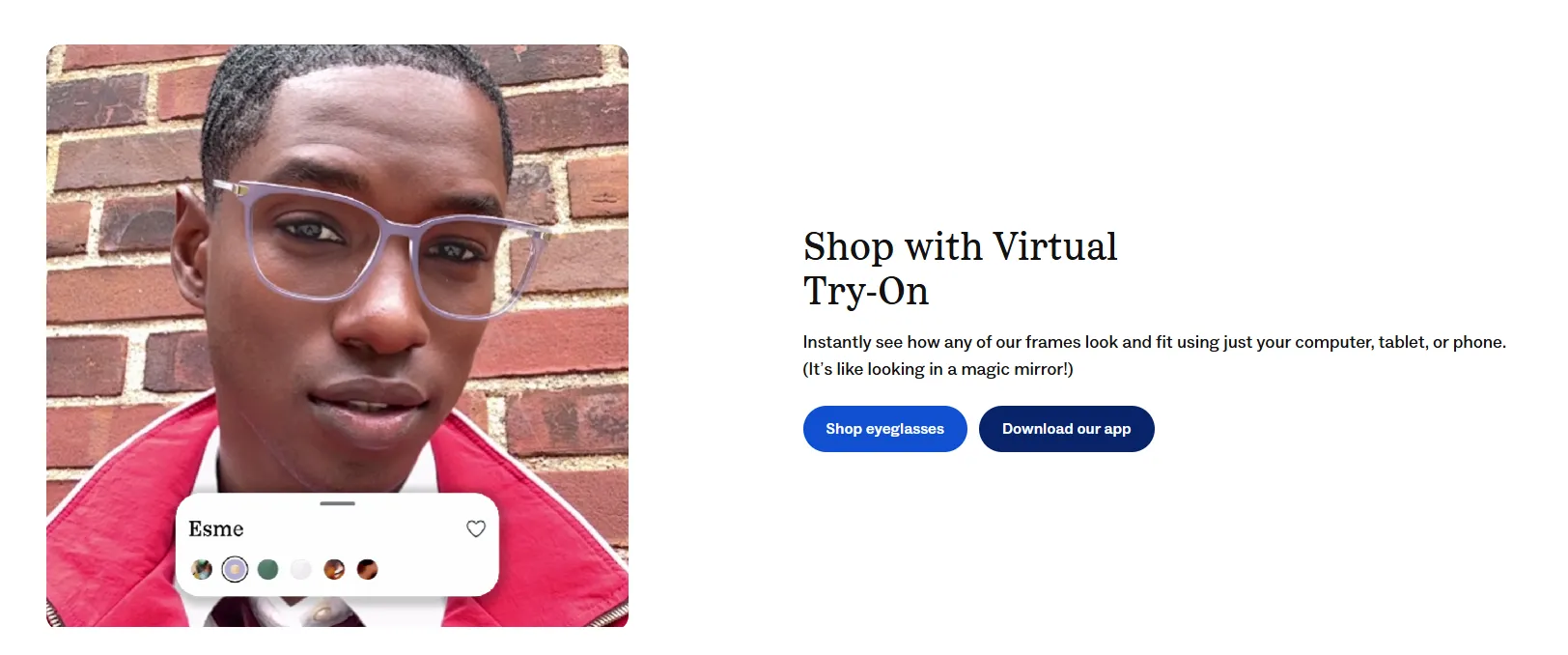 Warby Parker virtual try-on with AI