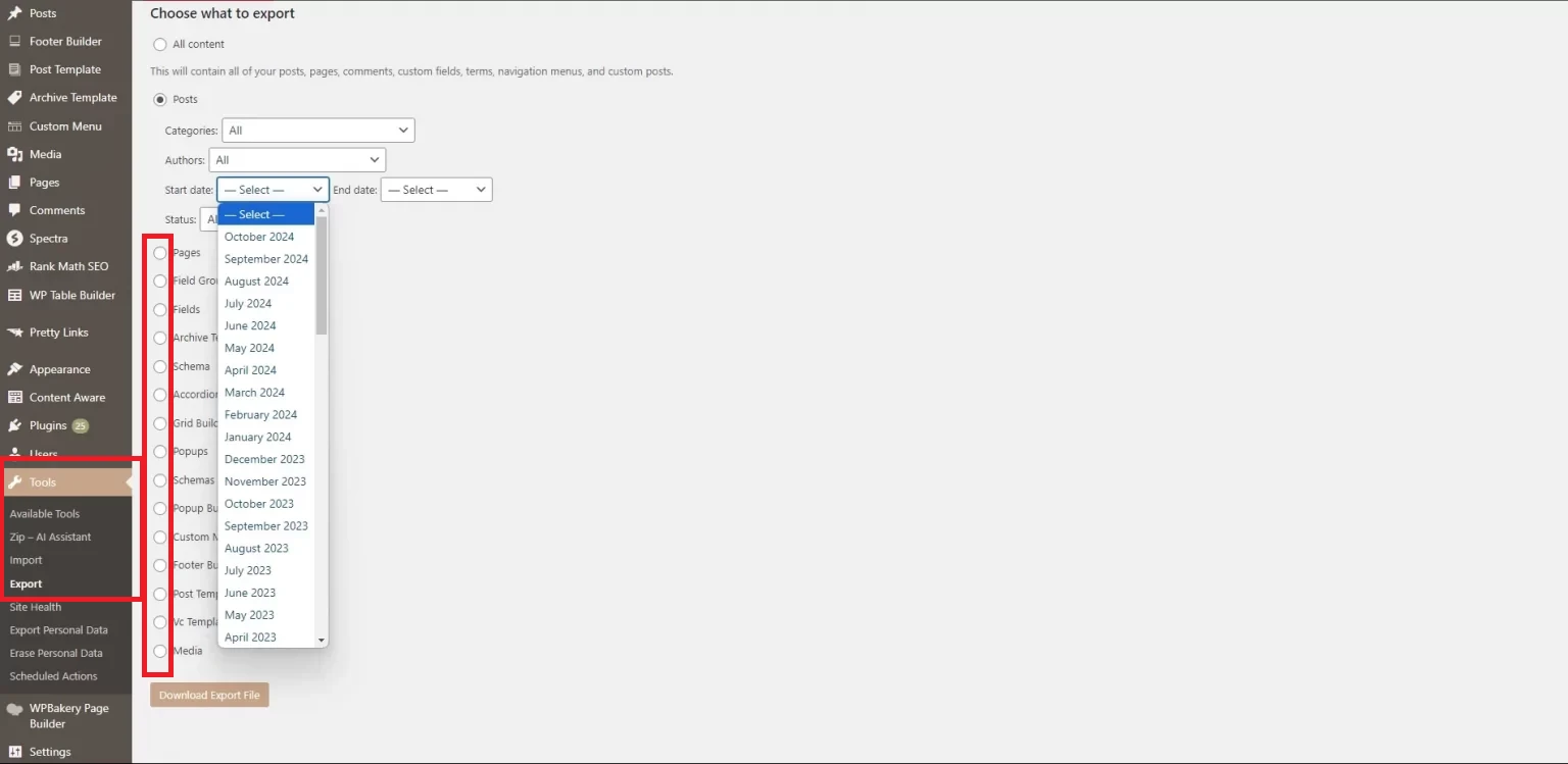 wordpress-data-export